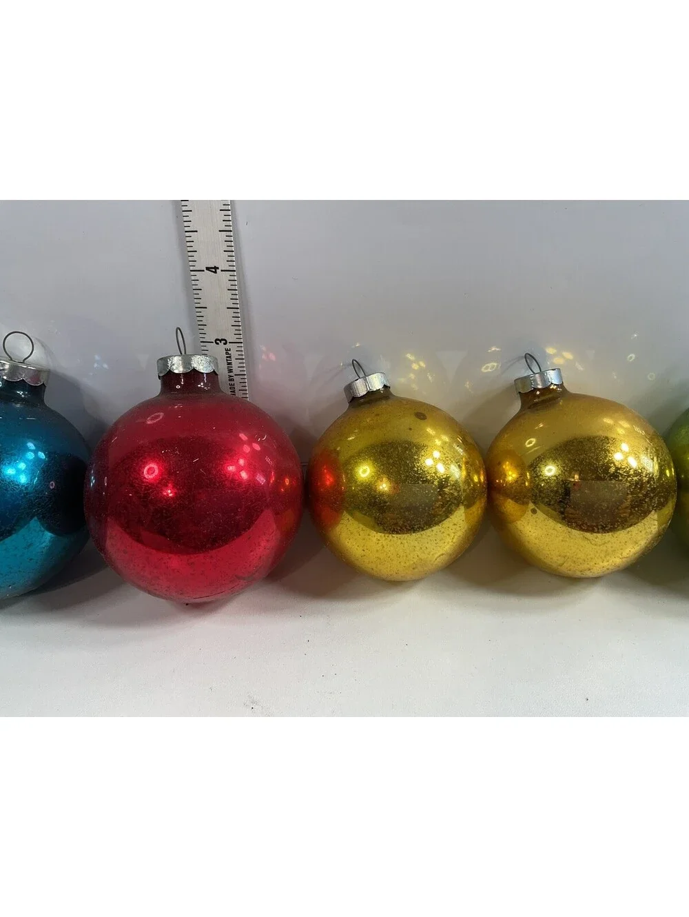 Micro Star Vintage Glass Ball Ornaments 6 IOB